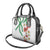 Hawaiian Tropical Flowers and Maile Pikake Shoulder Handbag Polynesian Tribal Pattern White Color