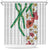 Hawaiian Tropical Flowers and Maile Pikake Shower Curtain Polynesian Tribal Pattern White Color