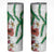 Hawaiian Tropical Flowers and Maile Pikake Skinny Tumbler Polynesian Tribal Pattern White Color