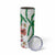 Hawaiian Tropical Flowers and Maile Pikake Skinny Tumbler Polynesian Tribal Pattern White Color