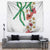 Hawaiian Tropical Flowers and Maile Pikake Tapestry Polynesian Tribal Pattern White Color