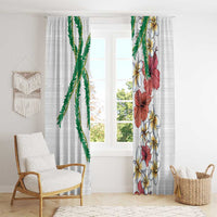 Hawaiian Tropical Flowers and Maile Pikake Window Curtain Polynesian Tribal Pattern White Color LT03 - Polynesian Pride