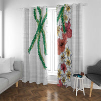 Hawaiian Tropical Flowers and Maile Pikake Window Curtain Polynesian Tribal Pattern White Color LT03 With Grommets White - Polynesian Pride