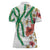 Hawaiian Tropical Flowers and Maile Pikake Women Polo Shirt Polynesian Tribal Pattern White Color