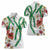 Hawaiian Tropical Flowers and Maile Pikake Women Polo Shirt Polynesian Tribal Pattern White Color