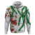 Hawaiian Tropical Flowers and Maile Pikake Zip Hoodie Polynesian Tribal Pattern White Color