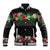 Hawaiian Tropical Flowers and Tribal Polynesian Tattoo Baseball Jacket Black Color