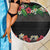 Hawaiian Tropical Flowers and Tribal Polynesian Tattoo Beach Blanket Black Color