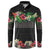 Hawaiian Tropical Flowers and Tribal Polynesian Tattoo Button Sweatshirt Black Color