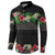 Hawaiian Tropical Flowers and Tribal Polynesian Tattoo Button Sweatshirt Black Color