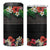 Hawaiian Tropical Flowers and Tribal Polynesian Tattoo 4 in 1 Can Cooler Tumbler Black Color