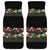 Hawaiian Tropical Flowers and Tribal Polynesian Tattoo Car Mats Black Color