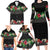 Hawaiian Tropical Flowers and Tribal Polynesian Tattoo Family Matching Long Sleeve Bodycon Dress and Hawaiian Shirt Black Color