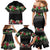 Hawaiian Tropical Flowers and Tribal Polynesian Tattoo Family Matching Mermaid Dress and Hawaiian Shirt Black Color