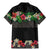 Hawaiian Tropical Flowers and Tribal Polynesian Tattoo Family Matching Mermaid Dress and Hawaiian Shirt Black Color