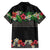 Hawaiian Tropical Flowers and Tribal Polynesian Tattoo Family Matching Off The Shoulder Long Sleeve Dress and Hawaiian Shirt Black Color