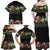 Hawaiian Tropical Flowers and Tribal Polynesian Tattoo Family Matching Off Shoulder Maxi Dress and Hawaiian Shirt Black Color