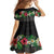 Hawaiian Tropical Flowers and Tribal Polynesian Tattoo Family Matching Tank Maxi Dress and Hawaiian Shirt Black Color