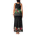 Hawaiian Tropical Flowers and Tribal Polynesian Tattoo Family Matching Tank Maxi Dress and Hawaiian Shirt Black Color