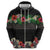 Hawaiian Tropical Flowers and Tribal Polynesian Tattoo Hoodie Black Color