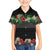 Hawaiian Tropical Flowers and Tribal Polynesian Tattoo Kid Hawaiian Shirt Black Color