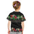 Hawaiian Tropical Flowers and Tribal Polynesian Tattoo Kid T Shirt Black Color