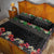 Hawaiian Tropical Flowers and Tribal Polynesian Tattoo Quilt Bed Set Black Color