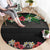 Hawaiian Tropical Flowers and Tribal Polynesian Tattoo Round Carpet Black Color