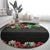 Hawaiian Tropical Flowers and Tribal Polynesian Tattoo Round Carpet Black Color