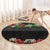 Hawaiian Tropical Flowers and Tribal Polynesian Tattoo Round Carpet Black Color