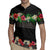 Hawaiian Tropical Flowers and Tribal Polynesian Tattoo Rugby Jersey Black Color