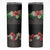 Hawaiian Tropical Flowers and Tribal Polynesian Tattoo Skinny Tumbler Black Color