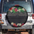 Hawaiian Tropical Flowers and Tribal Polynesian Tattoo Spare Tire Cover Black Color