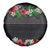 Hawaiian Tropical Flowers and Tribal Polynesian Tattoo Spare Tire Cover Black Color