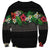 Hawaiian Tropical Flowers and Tribal Polynesian Tattoo Sweatshirt Black Color