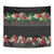 Hawaiian Tropical Flowers and Tribal Polynesian Tattoo Tapestry Black Color