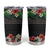 Hawaiian Tropical Flowers and Tribal Polynesian Tattoo Tumbler Cup Black Color