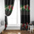 Hawaiian Tropical Flowers and Tribal Polynesian Tattoo Window Curtain Black Color