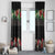 Hawaiian Tropical Flowers and Tribal Polynesian Tattoo Window Curtain Black Color