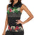 Hawaiian Tropical Flowers and Tribal Polynesian Tattoo Women Sleeveless Polo Shirt Black Color