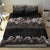 Hawaiian Tropical Flowers and Tribal Polynesian Tattoo Bedding Set Grayscale Mode