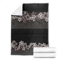 Hawaiian Tropical Flowers and Tribal Polynesian Tattoo Blanket Grayscale Mode LT03 - Polynesian Pride
