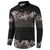 Hawaiian Tropical Flowers and Tribal Polynesian Tattoo Button Sweatshirt Grayscale Mode