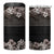 Hawaiian Tropical Flowers and Tribal Polynesian Tattoo 4 in 1 Can Cooler Tumbler Grayscale Mode