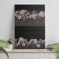Hawaiian Tropical Flowers and Tribal Polynesian Tattoo Canvas Wall Art Grayscale Mode LT03 - Polynesian Pride