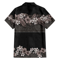 Hawaiian Tropical Flowers and Tribal Polynesian Tattoo Family Matching Summer Maxi Dress and Hawaiian Shirt Grayscale Mode LT03 - Polynesian Pride