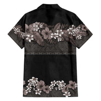Hawaiian Tropical Flowers and Tribal Polynesian Tattoo Hawaiian Shirt Grayscale Mode LT03 - Polynesian Pride