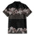 Hawaiian Tropical Flowers and Tribal Polynesian Tattoo Hawaiian Shirt Grayscale Mode