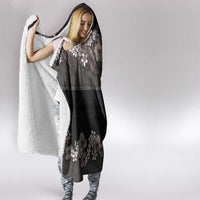 Hawaiian Tropical Flowers and Tribal Polynesian Tattoo Hooded Blanket Grayscale Mode LT03 - Polynesian Pride