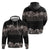 Hawaiian Tropical Flowers and Tribal Polynesian Tattoo Hoodie Grayscale Mode